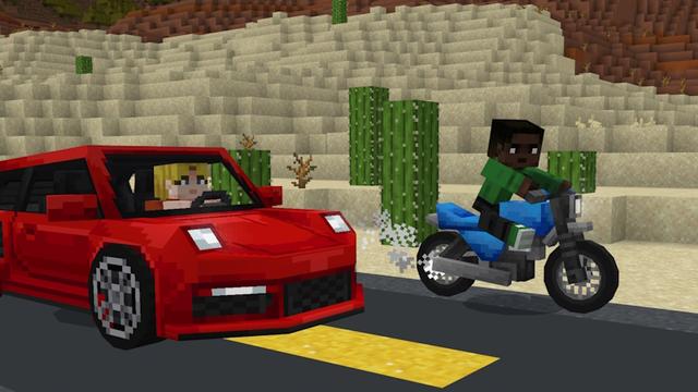 Screenshot of the Minecraft Bedrock Marketplace product Vehicles Add-On created by Asiago Bagels.