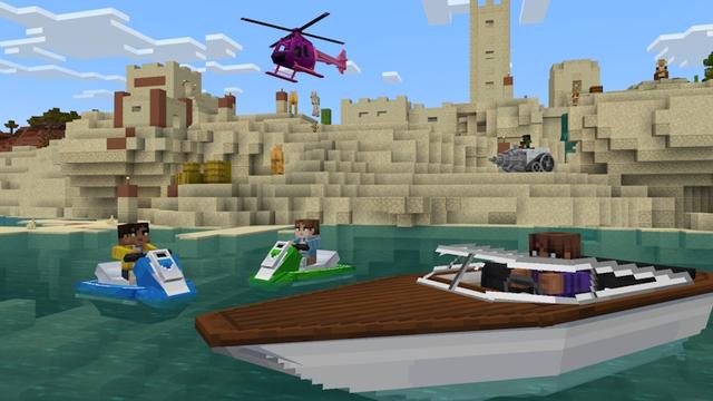 Screenshot of the Minecraft Bedrock Marketplace product Vehicles Add-On created by Asiago Bagels.
