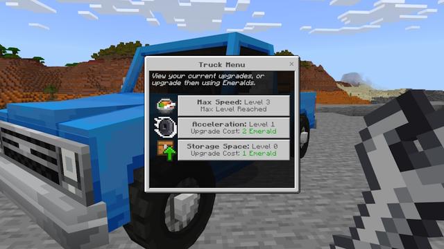 Screenshot of the Minecraft Bedrock Marketplace product Vehicles Add-On created by Asiago Bagels.