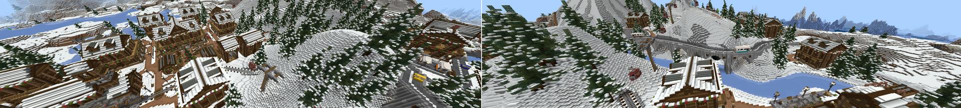 Panorama of the Minecraft Bedrock Marketplace product Winter Resort created by Asiago Bagels.