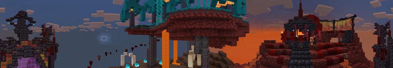 Panorama of the Minecraft Bedrock Marketplace product Lucky Skywars: Nether Update created by Atheris Games.