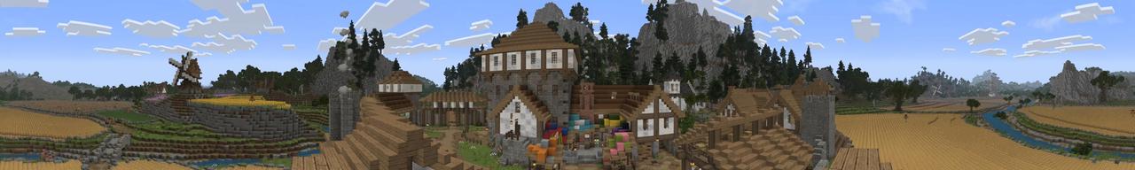 Panorama of the Minecraft Bedrock Marketplace product The Crossroads created by Aurafall Studios.