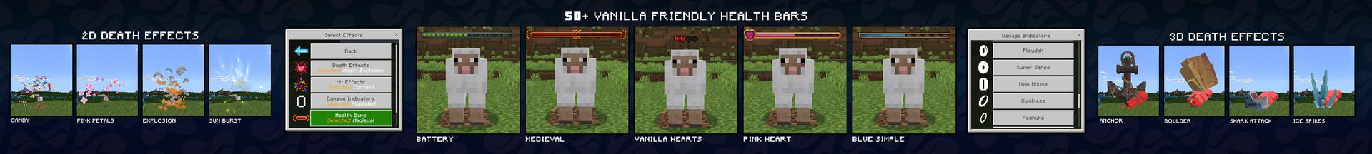 Panorama of the Minecraft Bedrock Marketplace product Health Bars+ created by Aurrora.