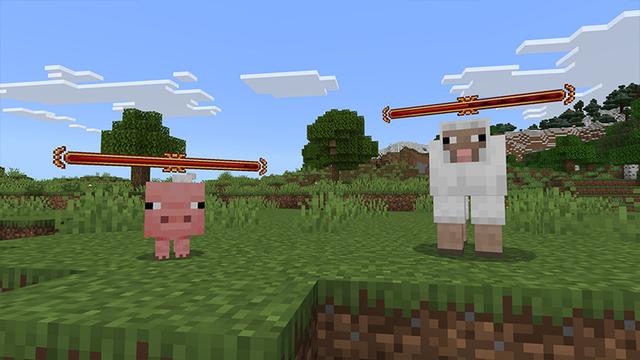 Screenshot of the Minecraft Bedrock Marketplace product Health Bars+ created by Aurrora.