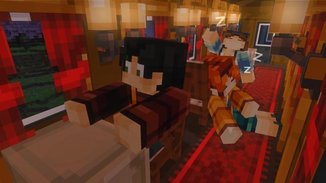 Screenshot of the Minecraft Bedrock Marketplace product TRAINS Add-On created by Aymeric Pierre.
