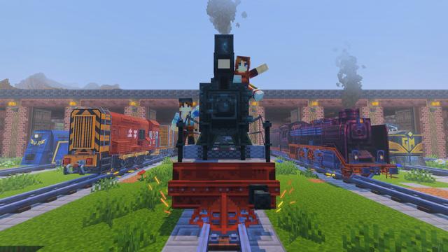 Screenshot of the Minecraft Bedrock Marketplace product TRAINS Add-On created by Aymeric Pierre.