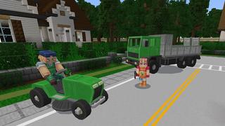 Screenshot of the Minecraft Bedrock Marketplace product Lawn Mower Simulator created by BBB Studios.