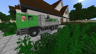 Screenshot of the Minecraft Bedrock Marketplace product Lawn Mower Simulator created by BBB Studios.