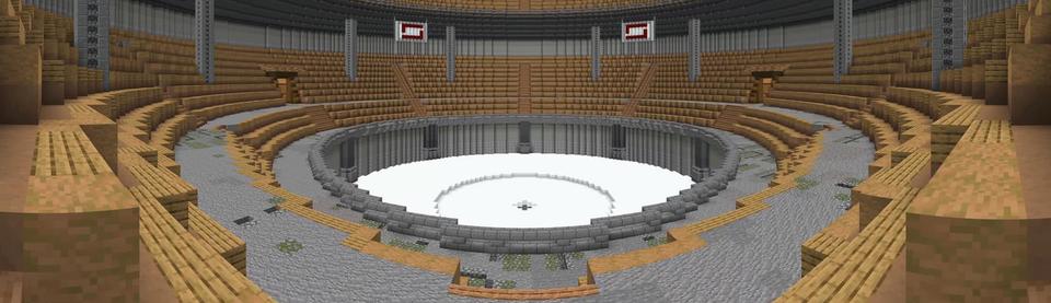 Panorama of the Minecraft Bedrock Marketplace product Spleef created by BBB Studios.