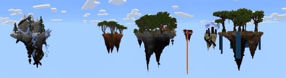 Panorama of the Minecraft Bedrock Marketplace product Ultimate Biome Skyblock created by BBB Studios.