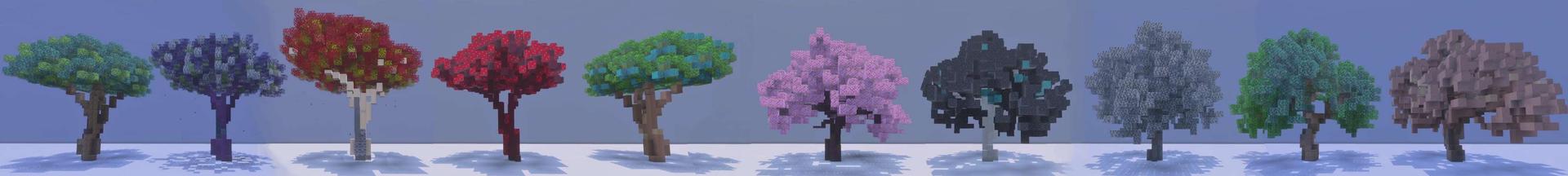 Panorama of the Minecraft Bedrock Marketplace product Forestree Custom Tree Pack created by Big Dye Gaming.