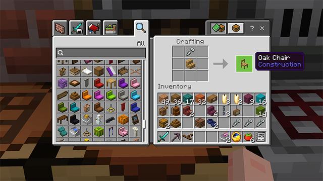 Screenshot of the Minecraft Bedrock Marketplace product Furniture created by Block Factory.