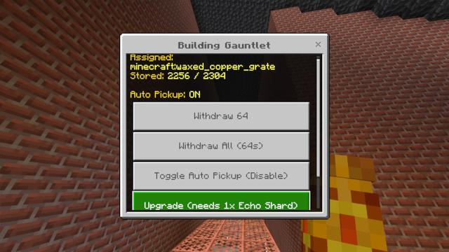 Screenshot of the Minecraft Bedrock Marketplace product Building Gauntlets Add-On created by Block Perfect Studios.