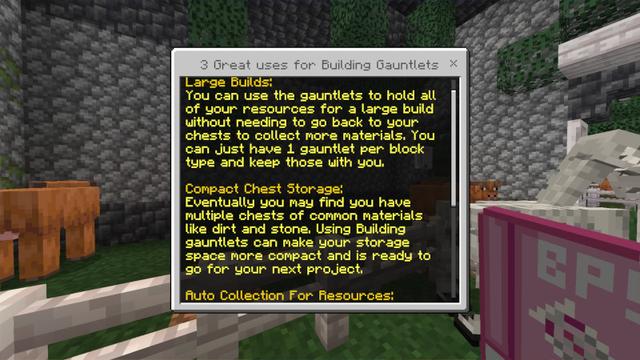 Screenshot of the Minecraft Bedrock Marketplace product Building Gauntlets Add-On created by Block Perfect Studios.