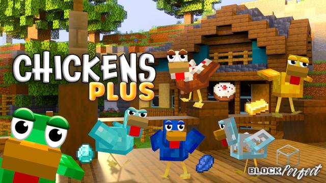 Thumbnail of the Minecraft Bedrock Marketplace product Chickens Plus created by Block Perfect Studios.