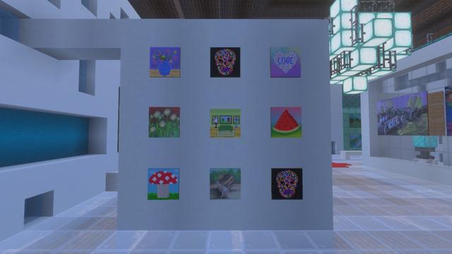 Screenshot of the Minecraft Bedrock Marketplace product Colorful Paintings Add-On created by Block Perfect Studios.