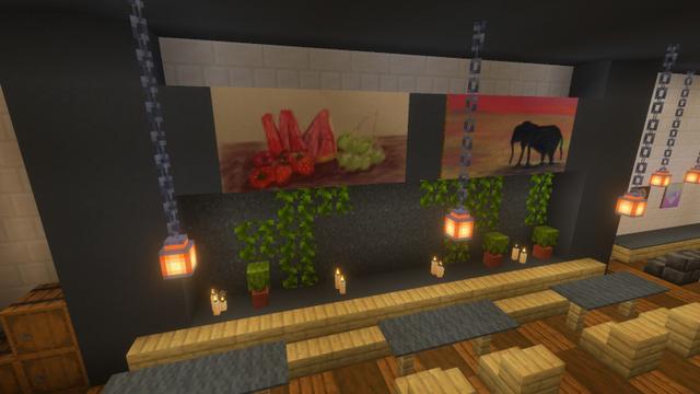 Screenshot of the Minecraft Bedrock Marketplace product Colorful Paintings Add-On created by Block Perfect Studios.