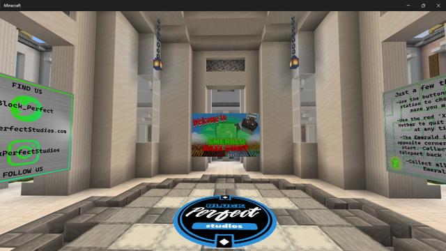Screenshot of the Minecraft Bedrock Marketplace product Emerald Maze Quest created by Block Perfect Studios.