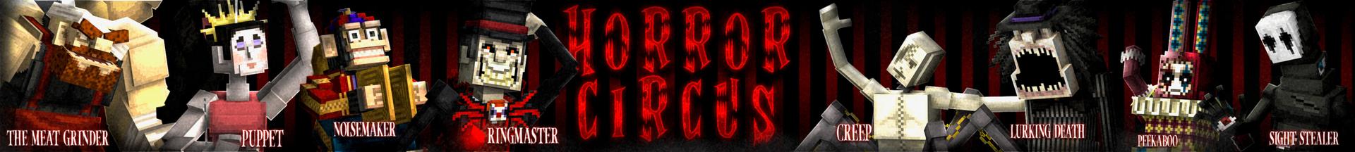 Panorama of the Minecraft Bedrock Marketplace product Horror Circus Add-On created by Block Perfect Studios.