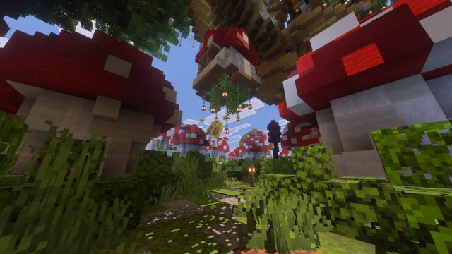 Screenshot of the Minecraft Bedrock Marketplace product Mushroom Village created by Block Perfect Studios.