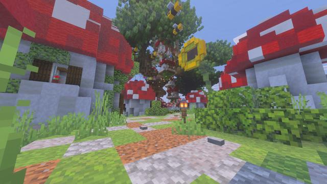 Screenshot of the Minecraft Bedrock Marketplace product Mushroom Village created by Block Perfect Studios.
