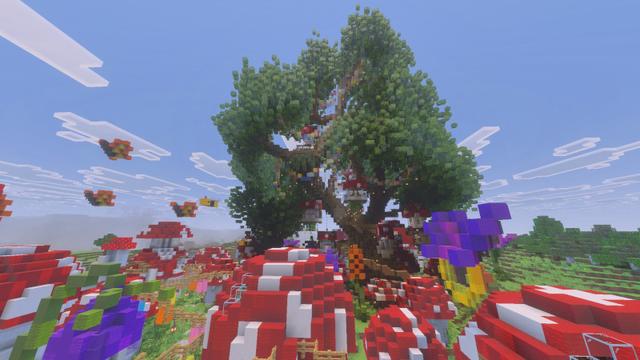 Screenshot of the Minecraft Bedrock Marketplace product Mushroom Village created by Block Perfect Studios.