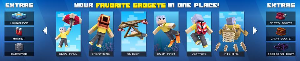 Panorama of the Minecraft Bedrock Marketplace product Gadgets Add-On created by Block Studios.