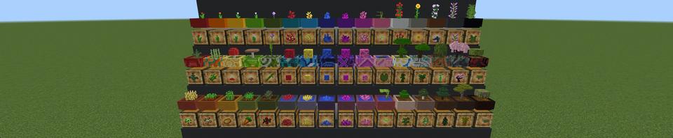 Panorama of the Minecraft Bedrock Marketplace product Farming Pots Add-On created by Blockbytes.
