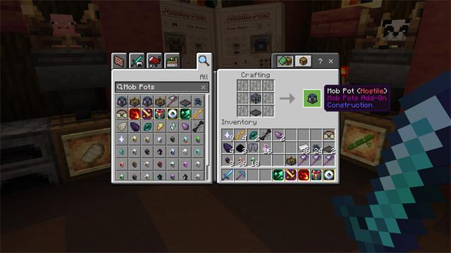 Screenshot of the Minecraft Bedrock Marketplace product Mob Pots Add-On created by Blockbytes.