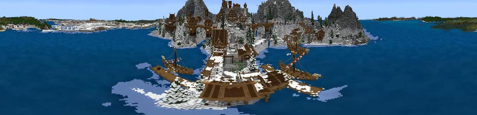 Panorama of the Minecraft Bedrock Marketplace product Arctic Cliffs created by Blockception.