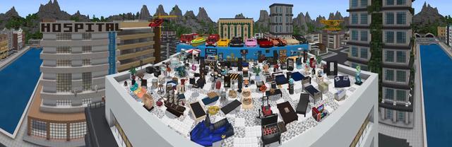 Panorama of the Minecraft Bedrock Marketplace product City Maker created by Blockception.
