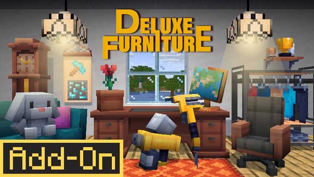 Thumbnail of the Minecraft Bedrock Marketplace product Deluxe Furniture Add-On created by Blockception.