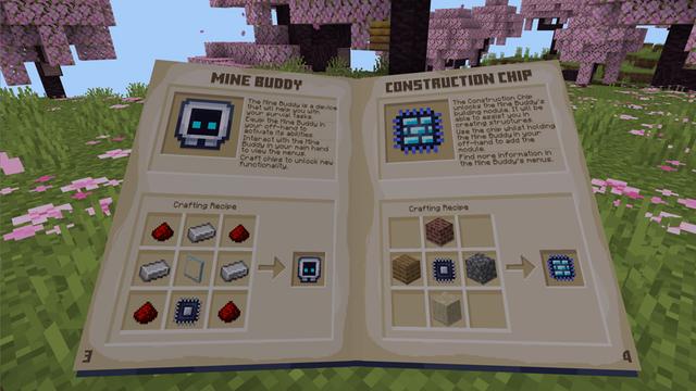 Screenshot of the Minecraft Bedrock Marketplace product Mine Buddy Add-On created by Blockception.