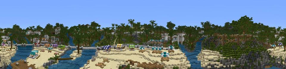 Panorama of the Minecraft Bedrock Marketplace product Paradise Resort created by Blockception.