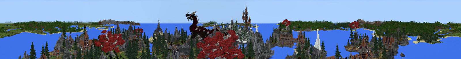 Panorama of the Minecraft Bedrock Marketplace product Redwood Isles created by Blockception.