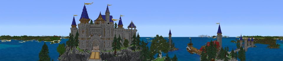 Panorama of the Minecraft Bedrock Marketplace product Rocky Coast Keep created by Blockception.