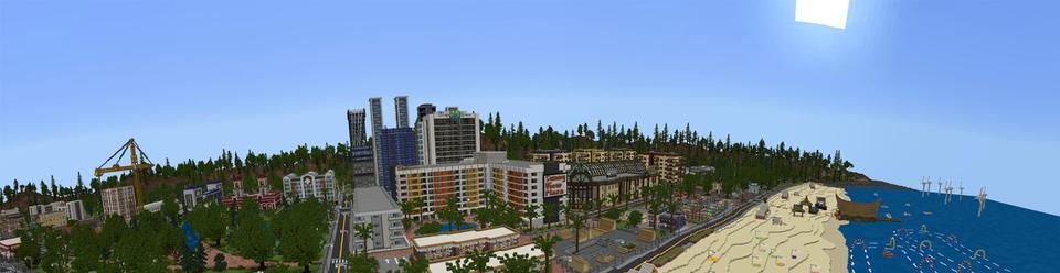 Panorama of the Minecraft Bedrock Marketplace product Sports Day: Summer City created by Blockception.