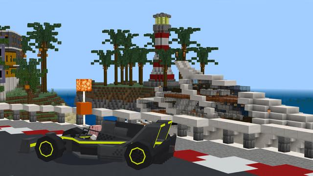 Screenshot of the Minecraft Bedrock Marketplace product AI Racing - Hyper Speed created by BLOCKLAB Studios.
