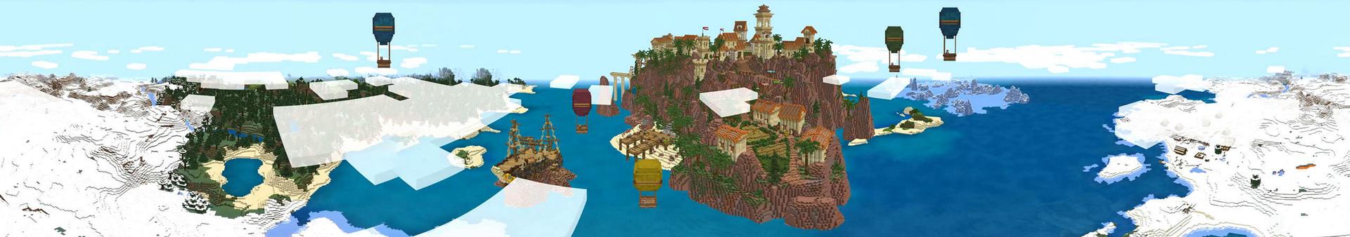 Panorama of the Minecraft Bedrock Marketplace product Balloon Isle created by BLOCKLAB Studios.