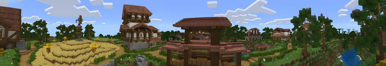 Panorama of the Minecraft Bedrock Marketplace product Cute Medieval Town created by BLOCKLAB Studios.