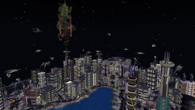 Screenshot of the Minecraft Bedrock Marketplace product Cyberpunk Parkour created by BLOCKLAB Studios.