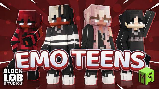 Thumbnail of the Minecraft Bedrock Marketplace product Emo Teens created by BLOCKLAB Studios.