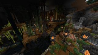 Screenshot of the Minecraft Bedrock Marketplace product Epic Cave Village created by BLOCKLAB Studios.