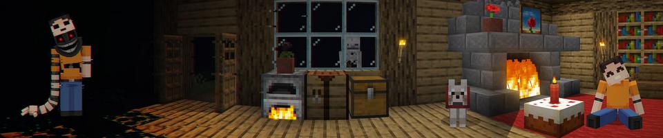 Panorama of the Minecraft Bedrock Marketplace product Friend EXE Add-On created by BLOCKLAB Studios.