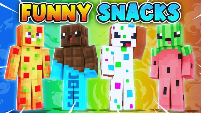 Thumbnail of the Minecraft Bedrock Marketplace product Funny Snacks created by BLOCKLAB Studios.