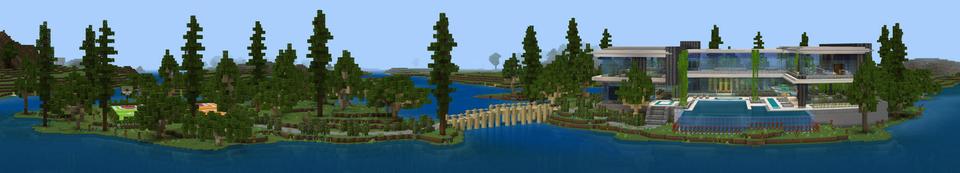 Panorama of the Minecraft Bedrock Marketplace product Gamer Mansion created by BLOCKLAB Studios.