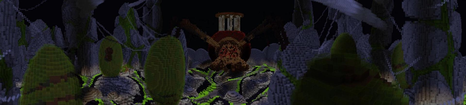 Panorama of the Minecraft Bedrock Marketplace product Giant Spider Survival created by BLOCKLAB Studios.
