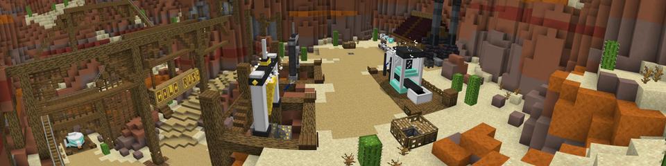 Panorama of the Minecraft Bedrock Marketplace product Gold Rush Tycoon created by BLOCKLAB Studios.