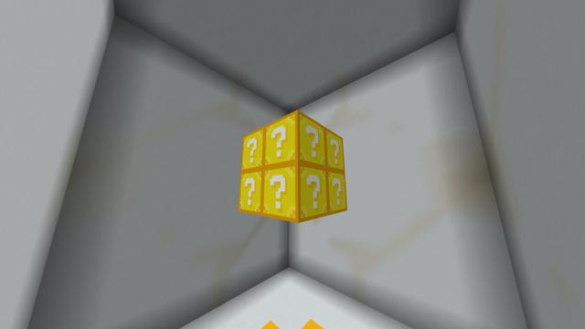 Screenshot of the Minecraft Bedrock Marketplace product Golden Lucky Blocks created by BLOCKLAB Studios.