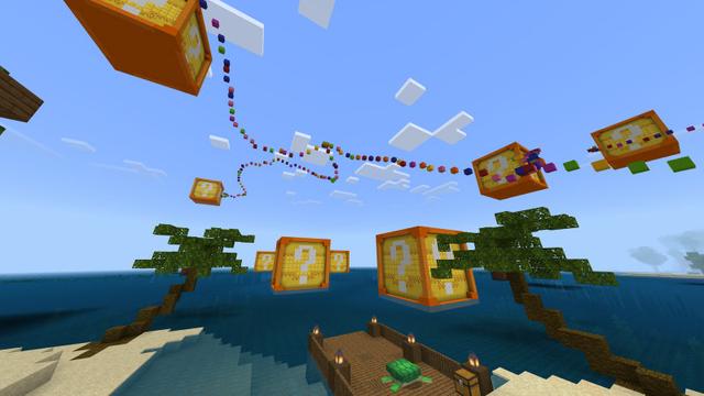 Screenshot of the Minecraft Bedrock Marketplace product Golden Lucky Blocks created by BLOCKLAB Studios.